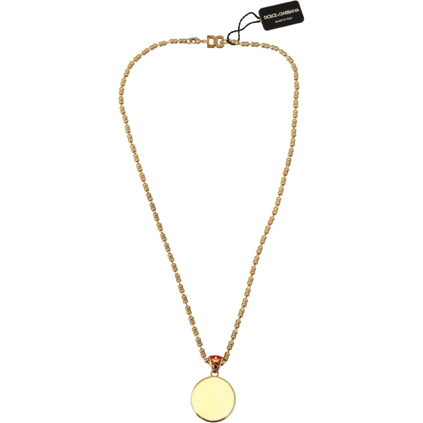 Dolce & Gabbana Gold Brass Chain SUPER PIG Pendant Logo Necklace SMY101046