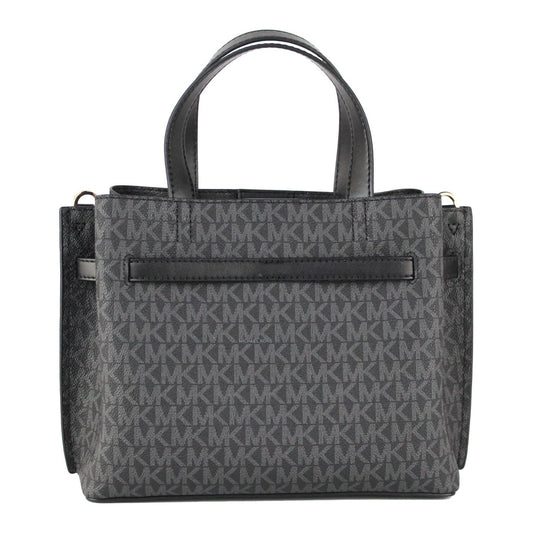 Michael Kors Emilia Small Black Signature PVC Satchel Crossbody Handbag Purse Michael Kors Dark Slate Gray