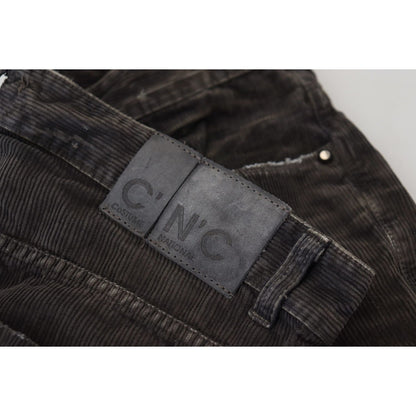 Costume National Gray Cotton Corduroy Men Casual Jeans