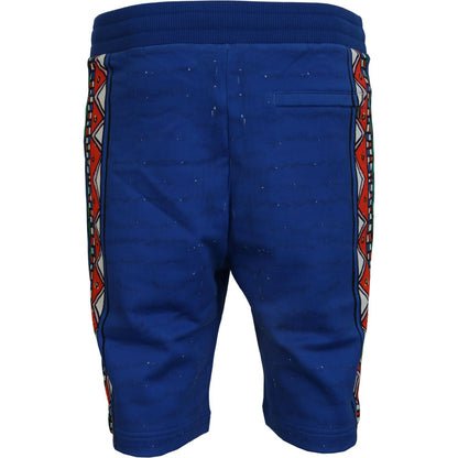 Dolce & Gabbana Blue Cotton Printed Bermuda Shorts