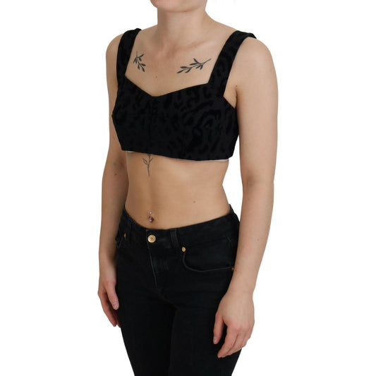 Dolce & Gabbana Black Leopard Cropped Bustier Corset Bra Top TSH83155 -40