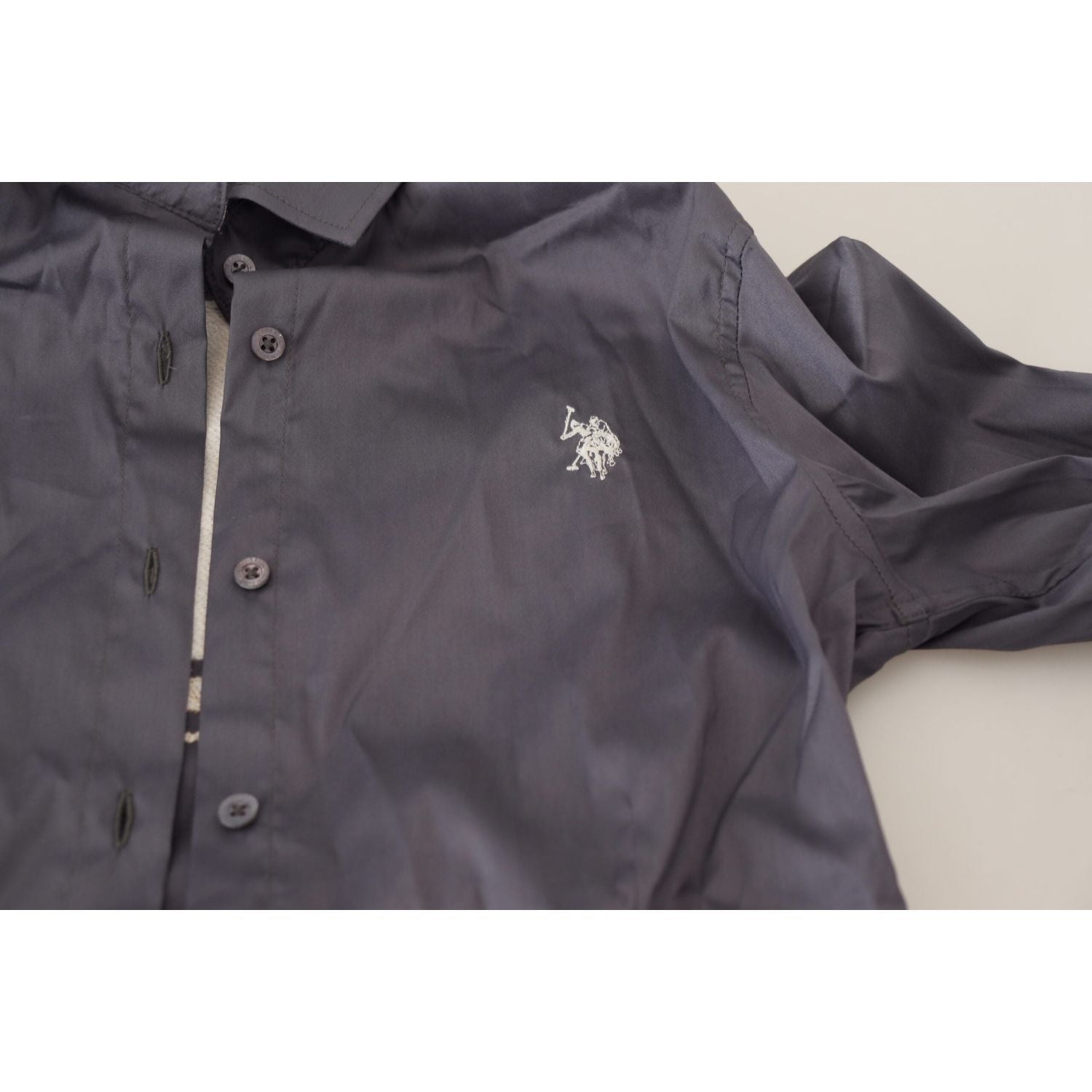 优雅灰色长袖 Polo 衫