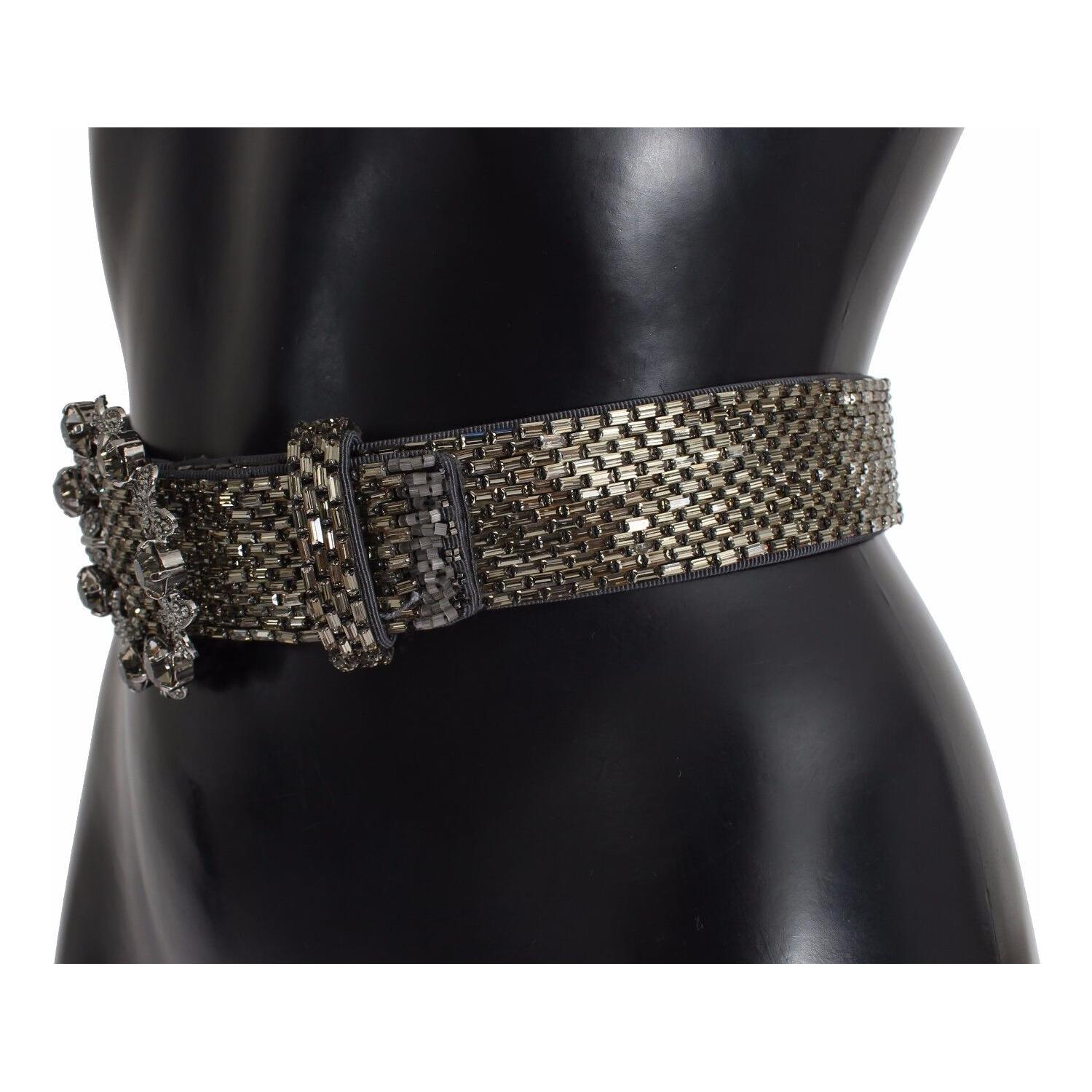 Dolce & Gabbana Multicolor Wide Crystal Buckle Sequined Belt