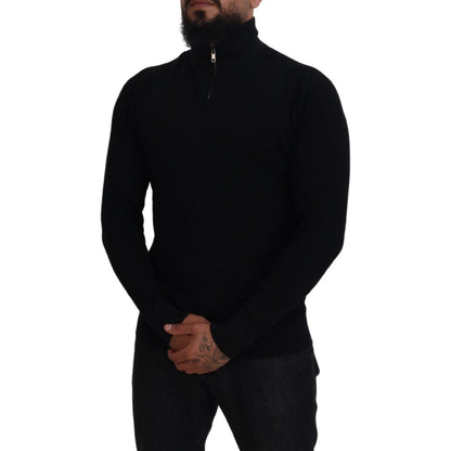 Dolce & Gabbana Black Silk Turtle Neck Pullover Sweater