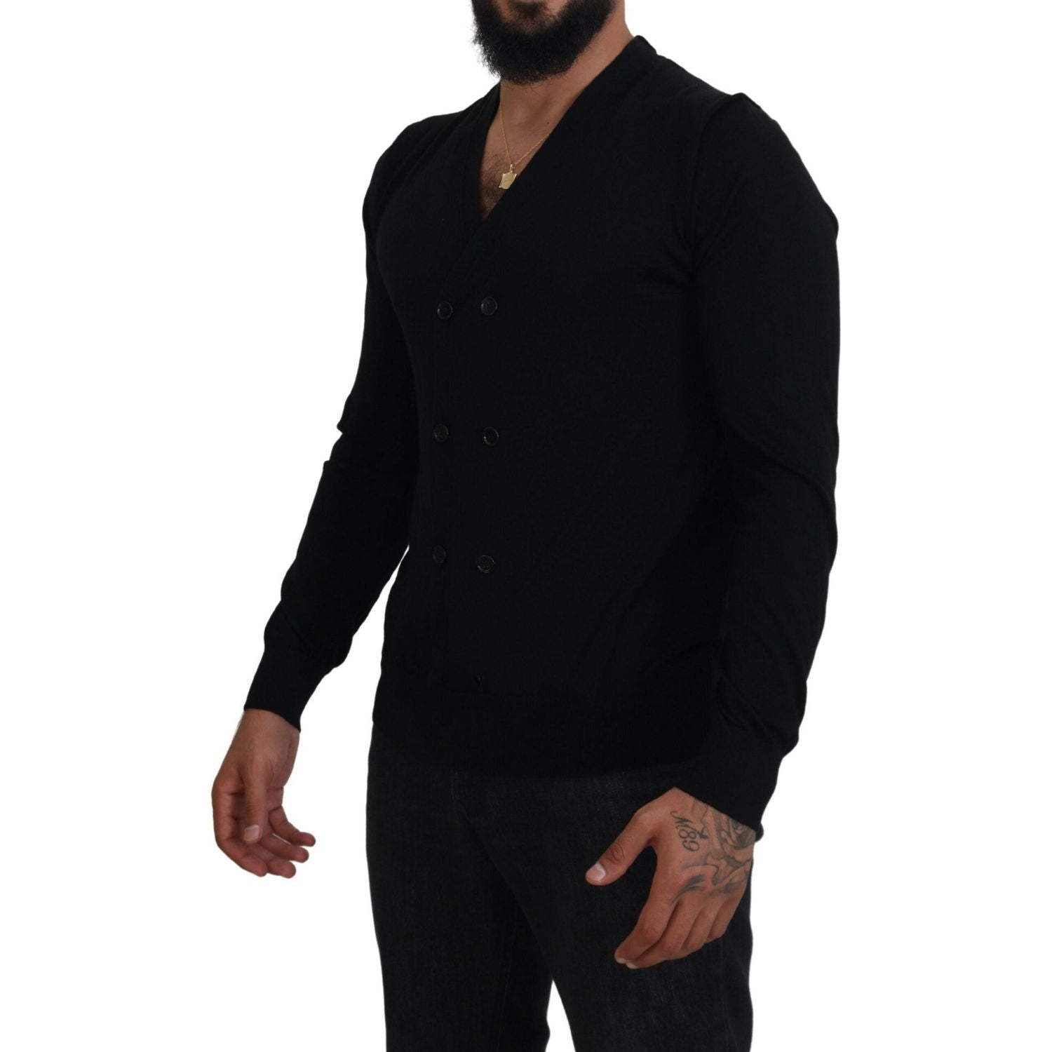 سترة كارديجان أنيقة من الكشمير الأسود من دولتشي آند غابانا