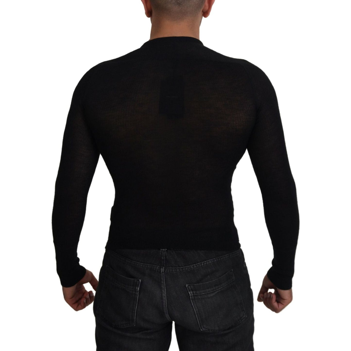 Dolce & Gabbana Black Cashmere Button Pullover Sweater