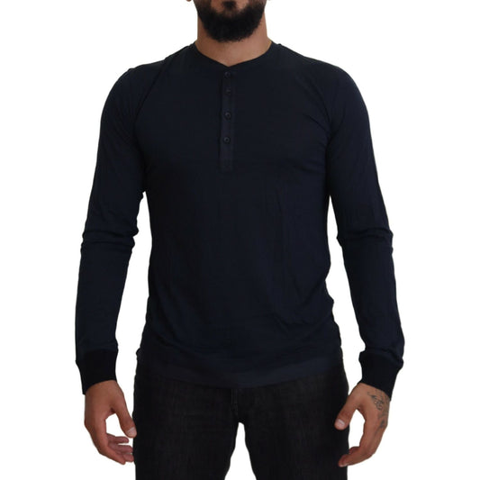 Dolce & Gabbana Elegant Cotton-Silk Blend Blue Pullover Dolce & Gabbana Black