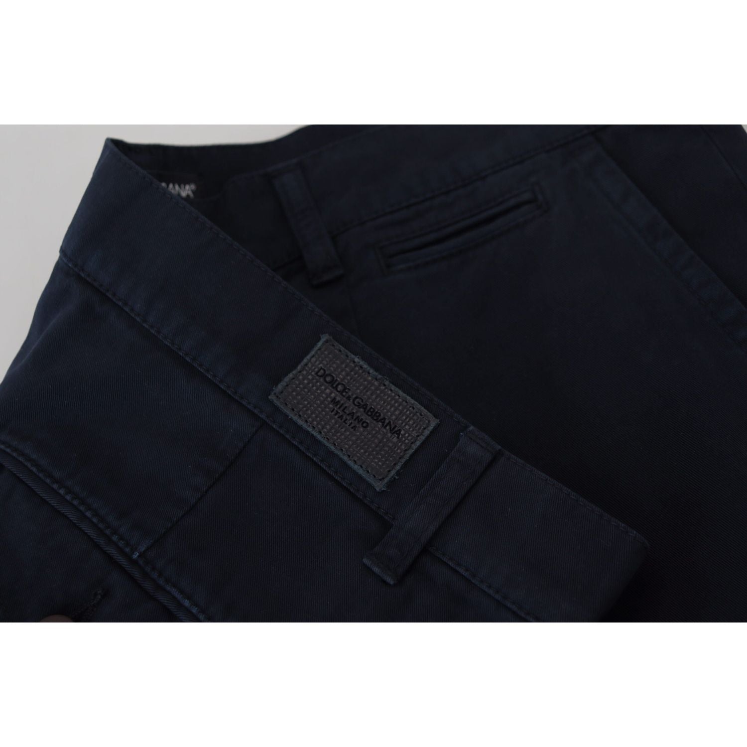 蓝色优雅斜纹棉布裤