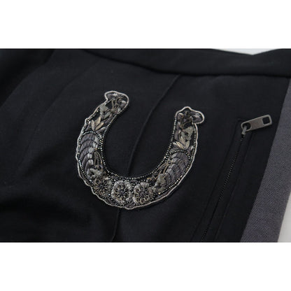 Dolce & Gabbana Black Wool Horseshoe Jogger Pants