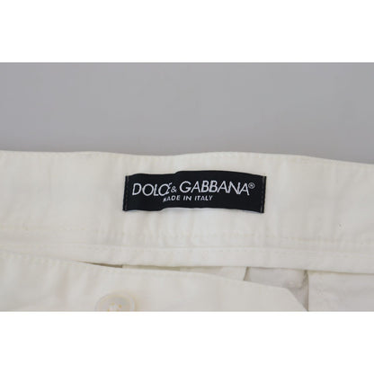 Dolce & Gabbana White Cotton Skinny Chino Pants