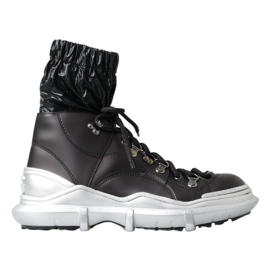 Dolce & Gabbana Black High Top Sneaker Bootie Dolce & Gabbana Light Gray