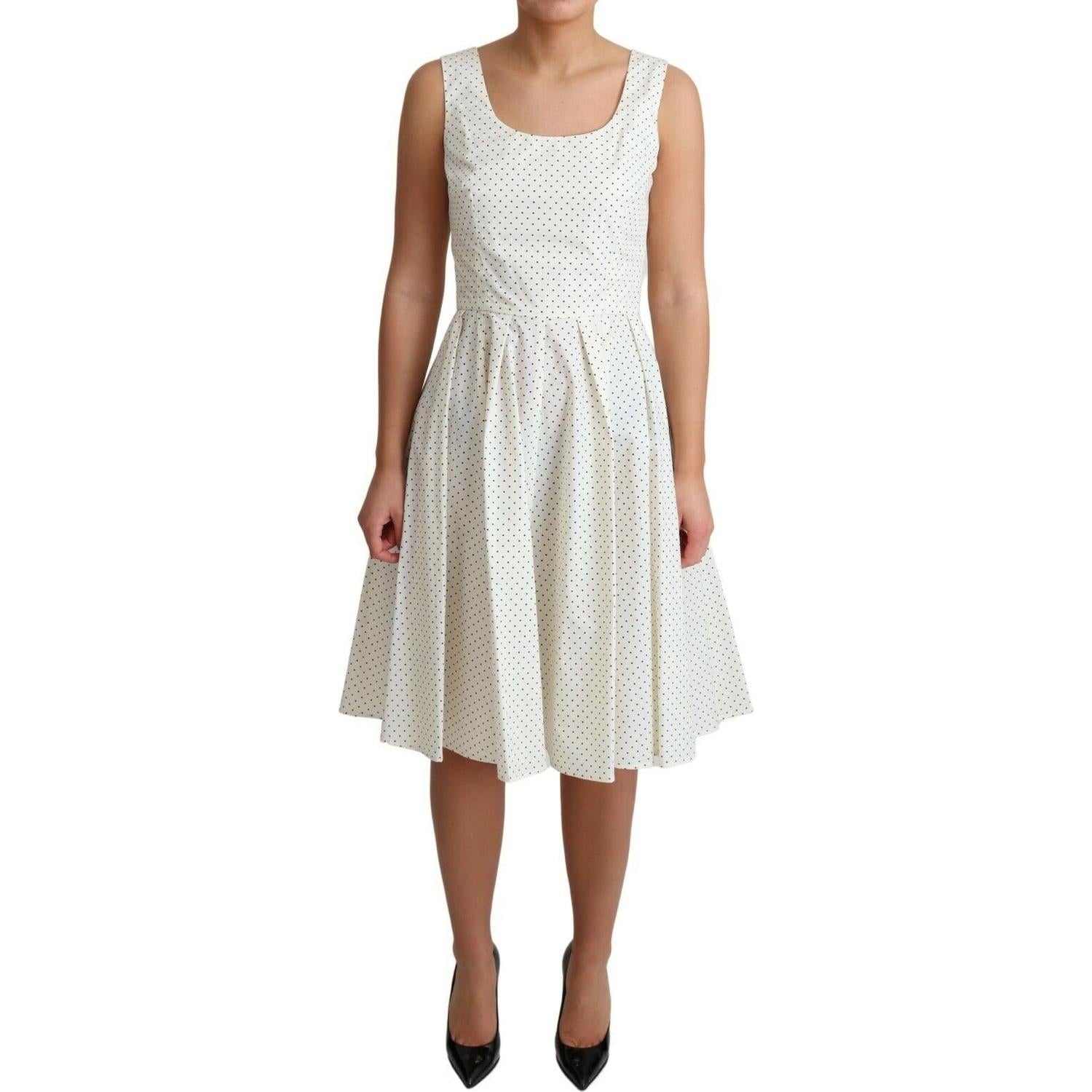 Dolce & Gabbana White Polka Dotted Cotton A-Line Dress