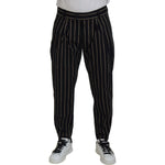 Dolce & Gabbana Black Beige Striped Cotton Stretch Pants PAN74709-46