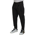 Dolce & Gabbana Black Beige Striped Cotton Stretch Pants PAN74709-46