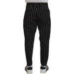 Dolce & Gabbana Black Beige Striped Cotton Stretch Pants PAN74709-46