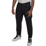 Dolce & Gabbana Black Beige Striped Cotton Stretch Pants PAN74709-46