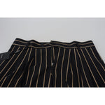 Dolce & Gabbana Black Beige Striped Cotton Stretch Pants PAN74709-46
