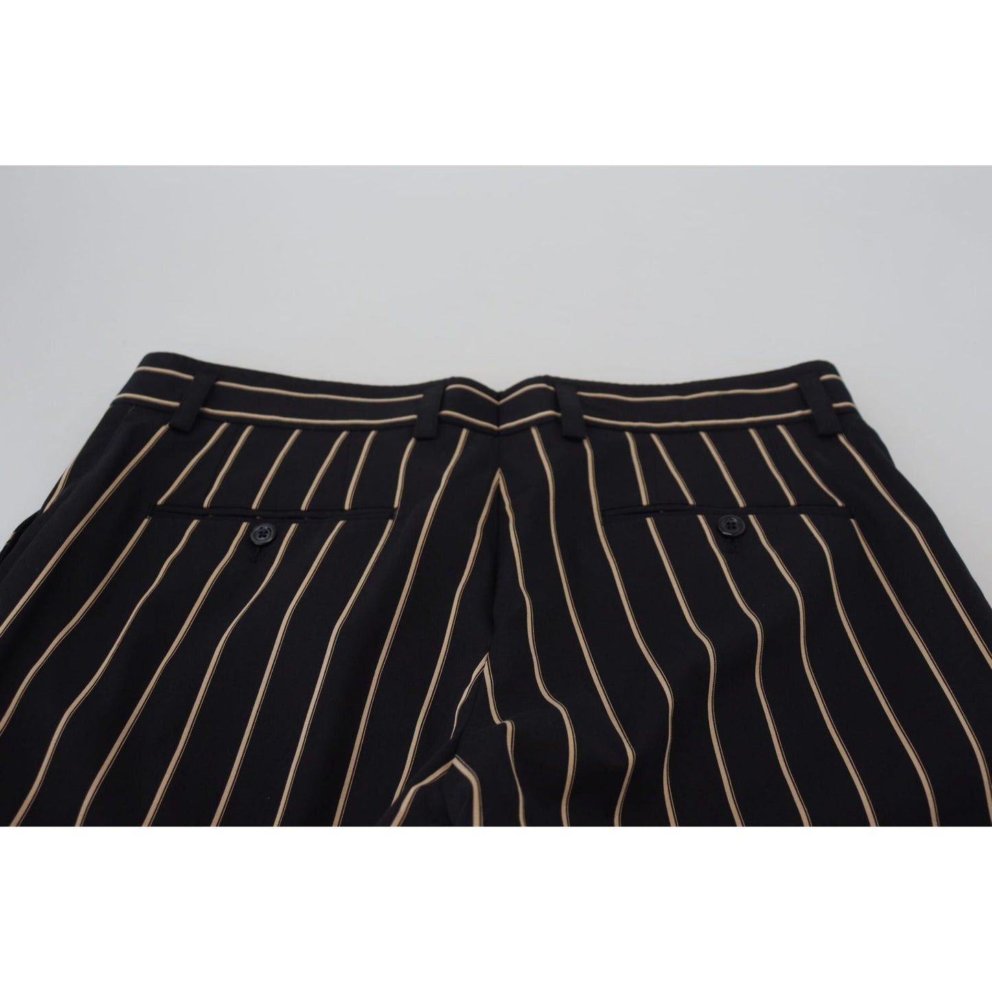 Dolce & Gabbana Black Beige Striped Cotton Stretch Pants PAN74709-46