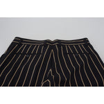 Dolce & Gabbana Black Beige Striped Cotton Stretch Pants PAN74709-46