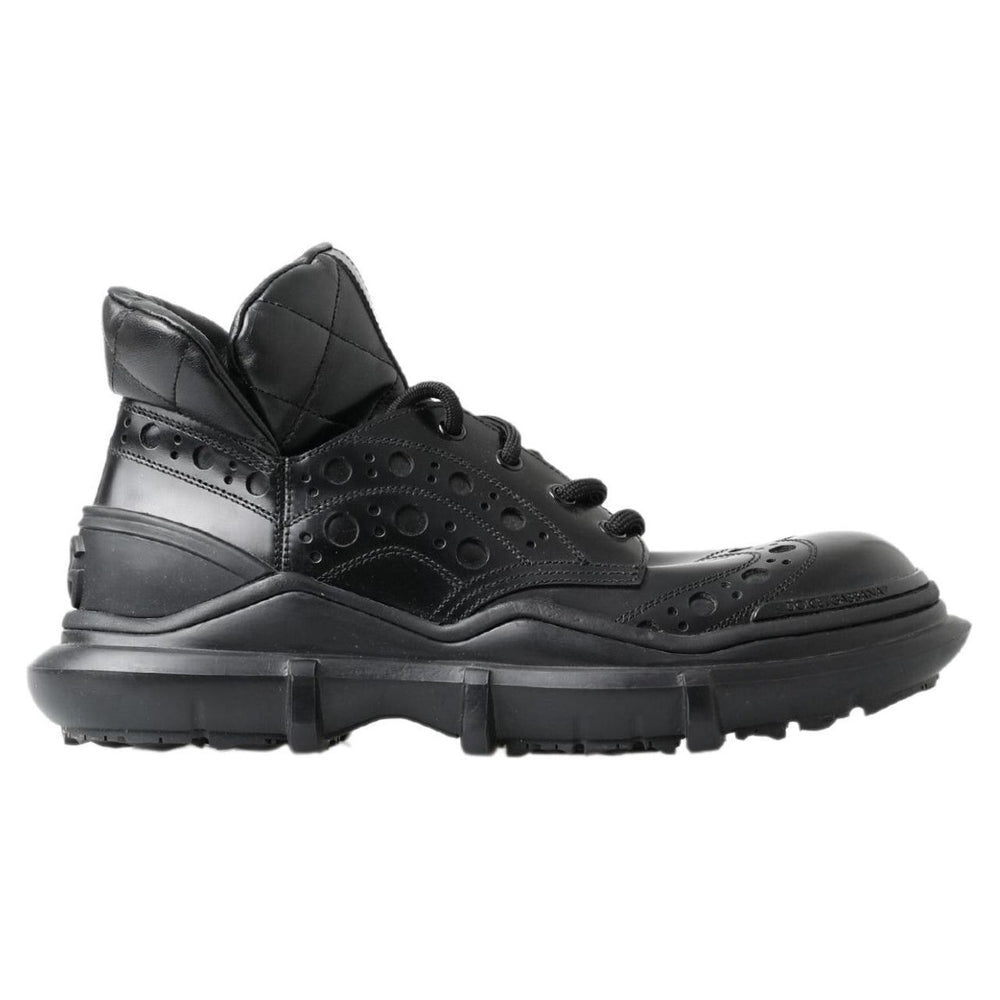 Dolce & Gabbana Black Leather Ankle Casual Boots MV5038-39