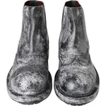 Dolce & Gabbana Elegant Black Faded Chelsea Ankle Boots Dolce & Gabbana Dim Gray