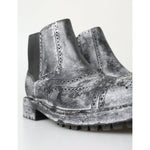 Dolce & Gabbana Elegant Black Faded Chelsea Ankle Boots Dolce & Gabbana Light Gray