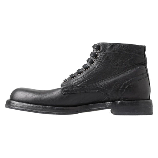 Dolce & Gabbana Equisite Black Lace-Up Leather Boots Dolce & Gabbana Dark Slate Gray