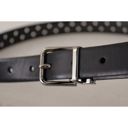 Dolce & Gabbana Black Calf Leather Perforated Metal Buckle Belt