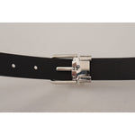 Dolce & Gabbana Black Calf Leather Classic Logo Metal Buckle Belt