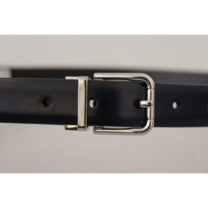 Dolce & Gabbana Black Calf Leather Classic Logo Metal Buckle Belt