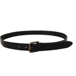 Dolce & Gabbana Black Calf Leather Logo Brass Metal Buckle Belt