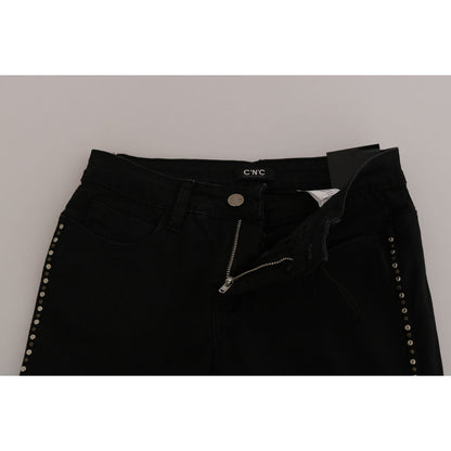 Costume National Black Embellished Mid Waist Skinny Denim Jeans