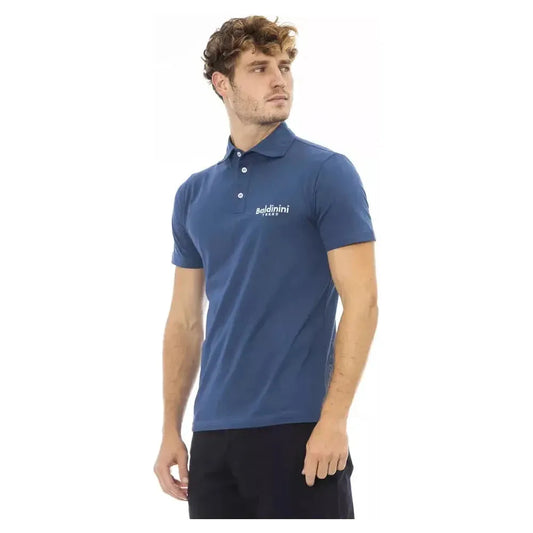 Baldinini Trend Blue Cotton Men Polo Baldinini Trend Dark Slate Blue