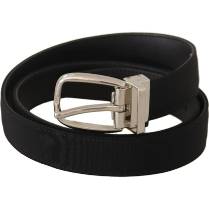Dolce & Gabbana Belt Black Calf Leather Silver Tone Metal Buckle