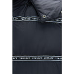 Versace Elegant Black Logo Band Vest with Detachable Hood 8054712636363