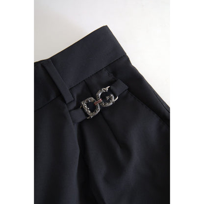 Dolce & Gabbana Black Wool High Waist Tapered Pants