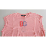 Dolce & Gabbana Pink Cotton DG Logo Crew Neck Tank T-shirt TSH83149-36