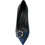 Dolce & Gabbana Blue Floral Ayers Crystal Pumps Shoes LA10220-35.5