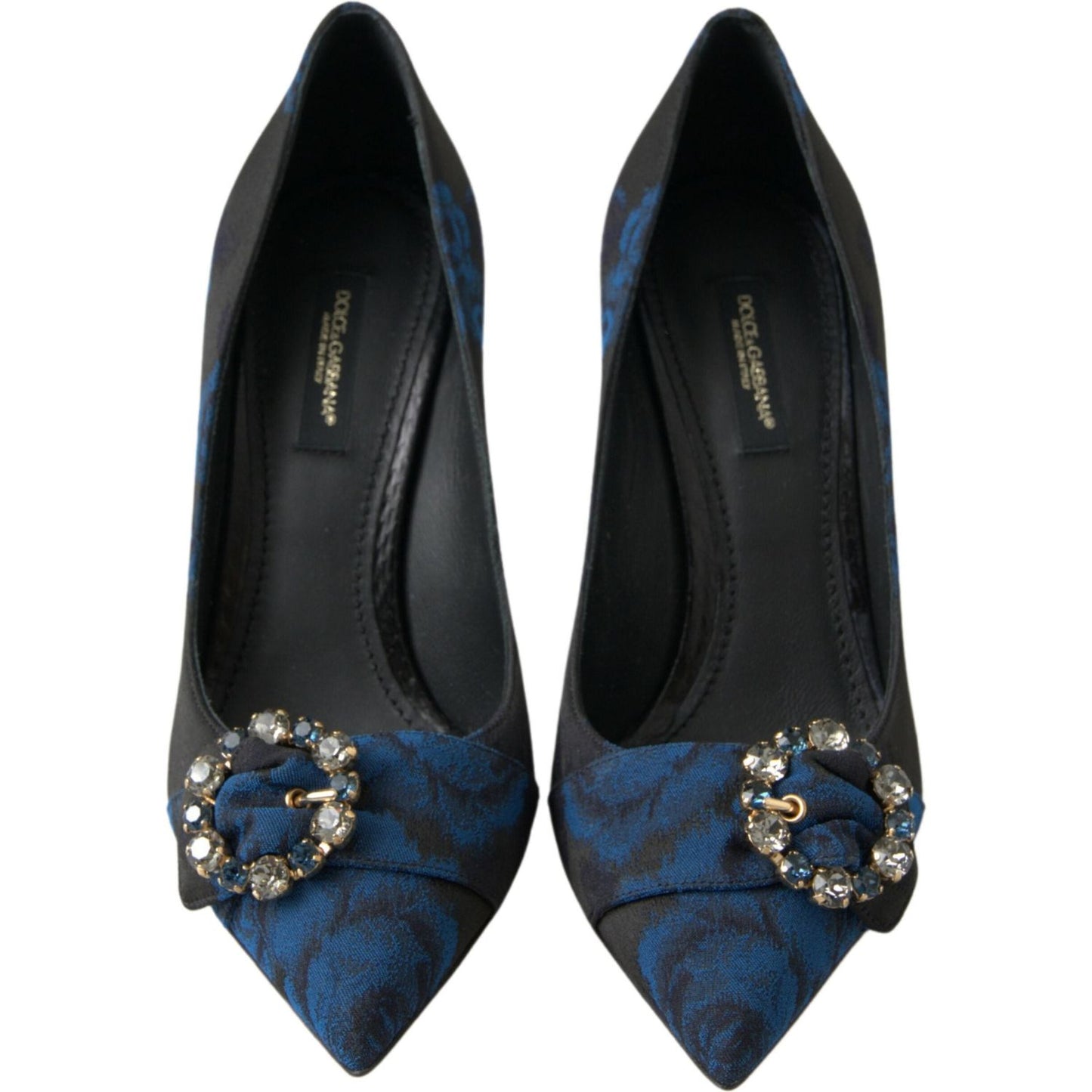 Dolce & Gabbana Blue Floral Ayers Crystal Pumps Shoes LA10220-35.5