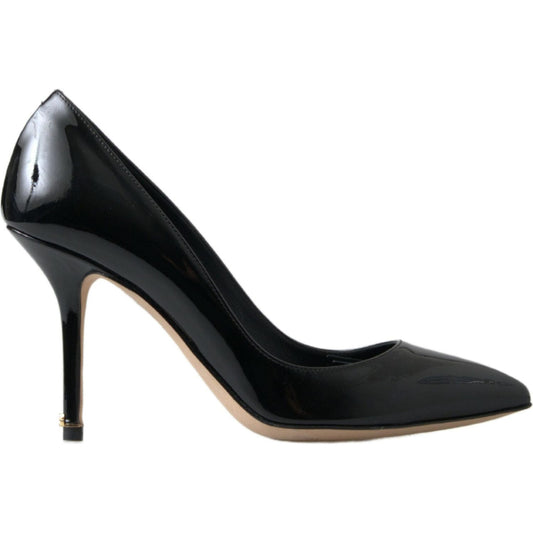 Dolce & Gabbana Black Patent Leather High Heels Pumps Shoes LA10243-35.5