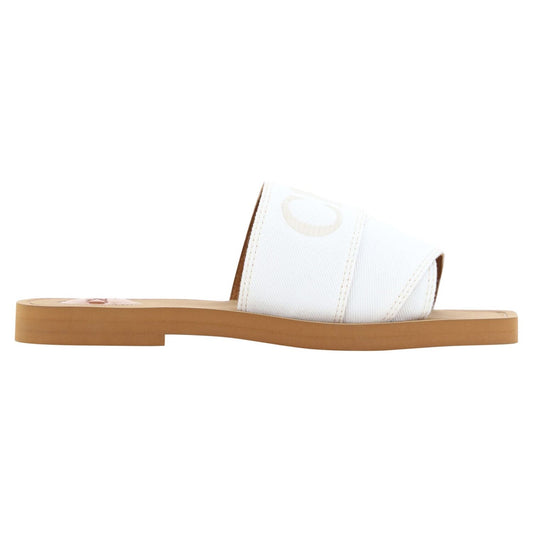 Chloé Elegant White Cotton Slide Sandals 7614027012590
