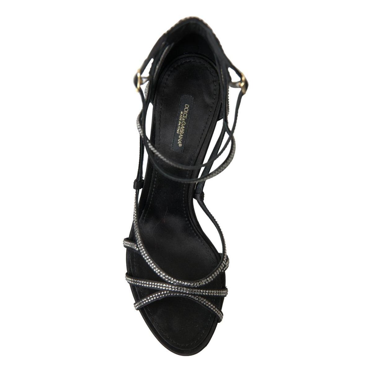 Dolce & Gabbana Rhinestone Stiletto Sandal Satin Shoes LA10279 -40.5