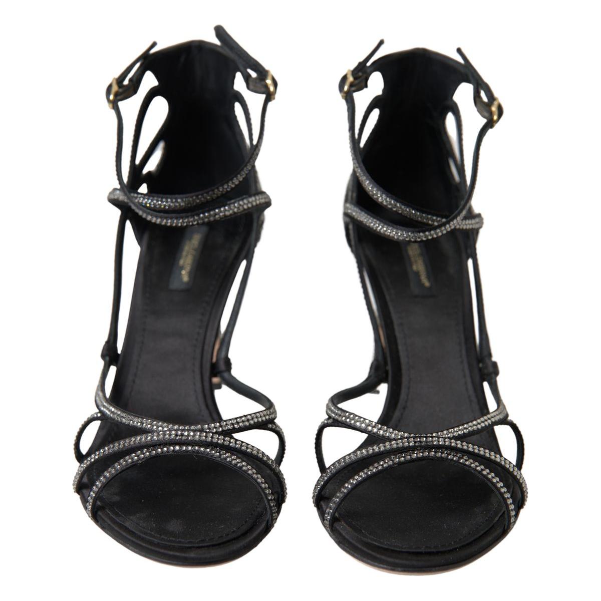 Dolce & Gabbana Rhinestone Stiletto Sandal Satin Shoes LA10279 -40.5