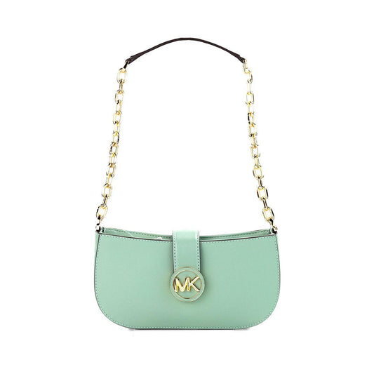 Michael Kors Carmen Small Sea Green Leather Pouchette Shoulder Crossbody Purse Michael Kors Dark Gray