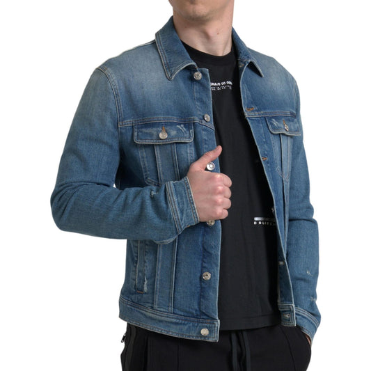 Dolce & Gabbana Elegant Blue Denim Stretch Jacket Dolce & Gabbana Dark Slate Gray