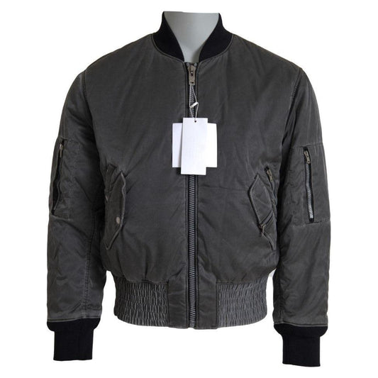 MM6 Maison Margiela Elegant Gray Bomber Jacket Full Zip Closure MM6 Maison Margiela Dark Slate Gray