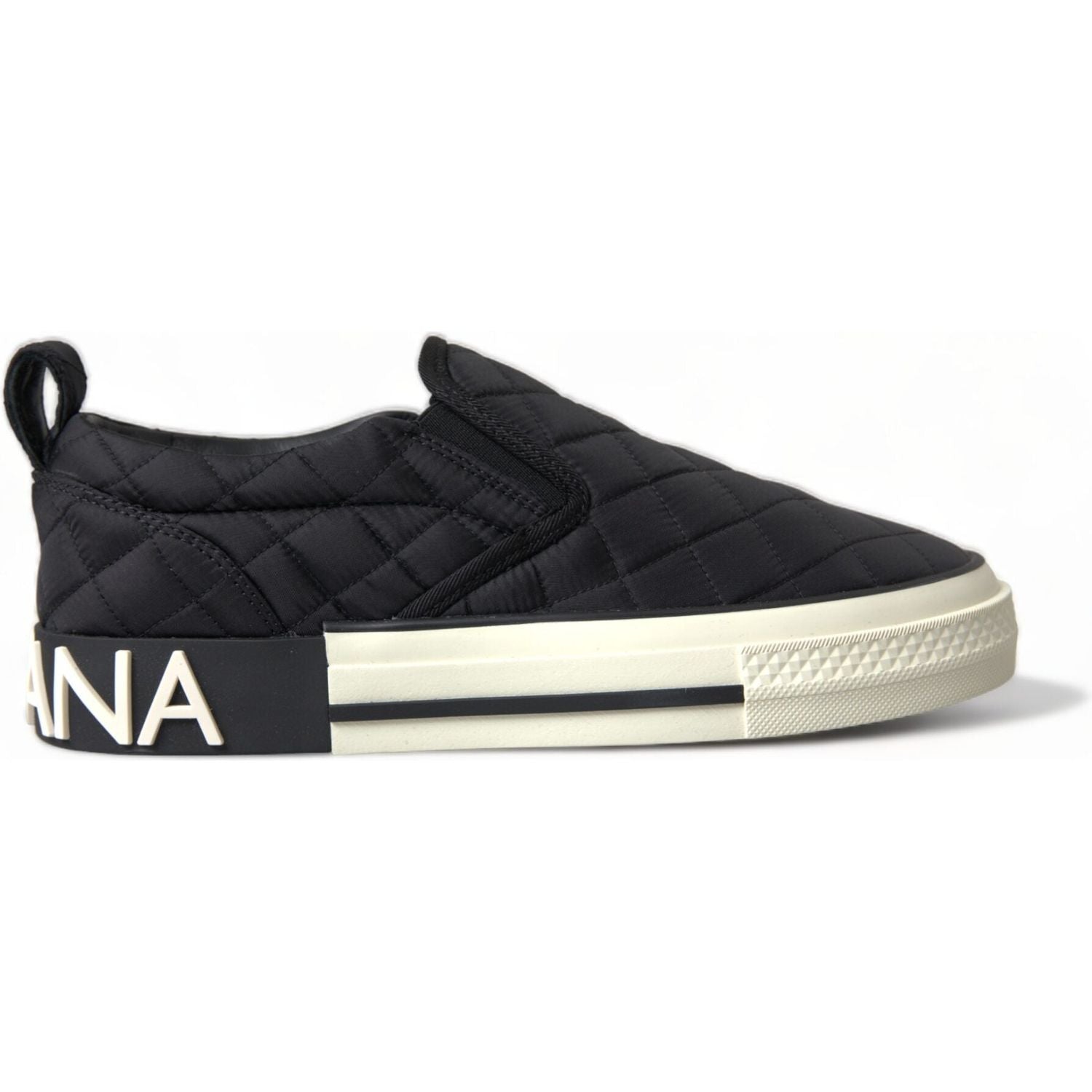 Dolce & Gabbana Black Quilted Slip On Low Top Sneakers Shoes