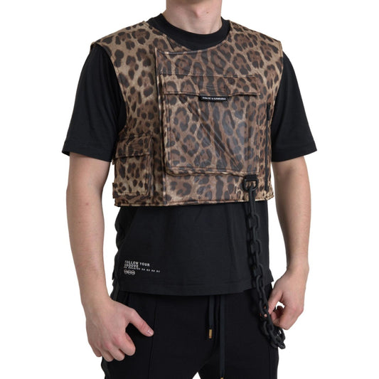 Dolce & Gabbana Silk Leopard Vest Exclusive Sportswear Dolce & Gabbana Black