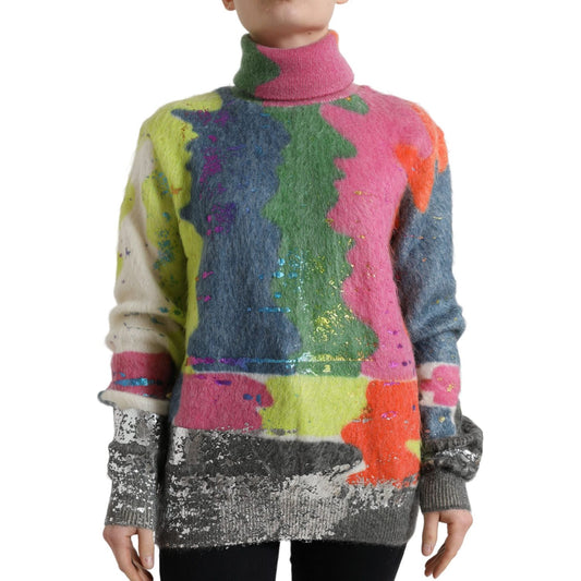 Dolce & Gabbana Multicolor Mohair Turtleneck Pullover Sweater