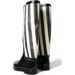 Dolce & Gabbana Black Rubber Knee High Flat Boots Shoes LA10479-35